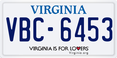 VA license plate VBC6453