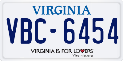 VA license plate VBC6454