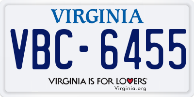 VA license plate VBC6455