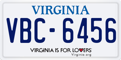 VA license plate VBC6456