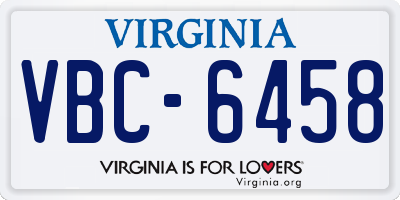 VA license plate VBC6458