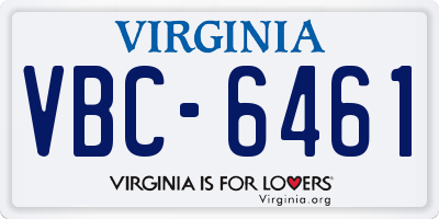 VA license plate VBC6461