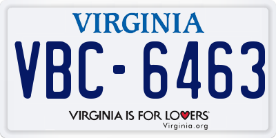 VA license plate VBC6463