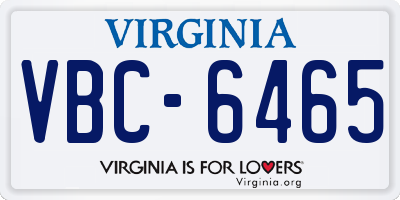 VA license plate VBC6465