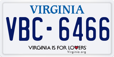 VA license plate VBC6466