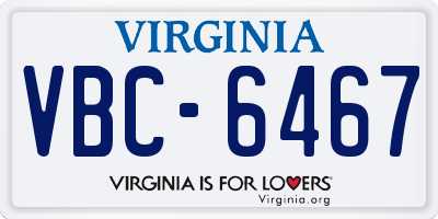 VA license plate VBC6467