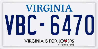 VA license plate VBC6470