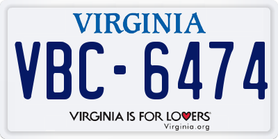 VA license plate VBC6474