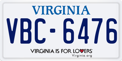 VA license plate VBC6476