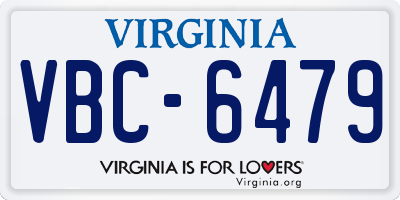 VA license plate VBC6479