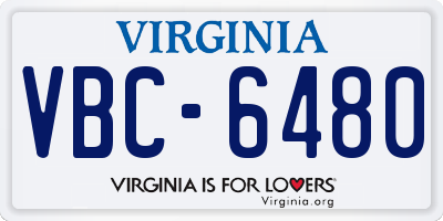 VA license plate VBC6480
