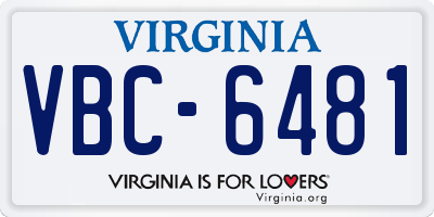 VA license plate VBC6481