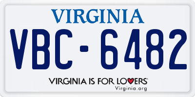 VA license plate VBC6482