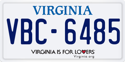 VA license plate VBC6485
