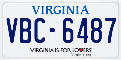 VA license plate VBC6487