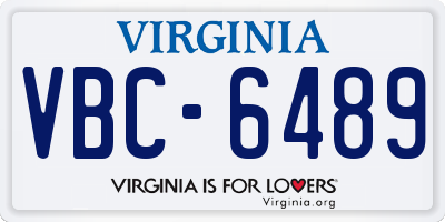 VA license plate VBC6489