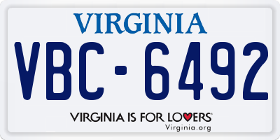 VA license plate VBC6492