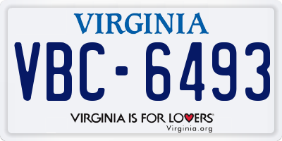 VA license plate VBC6493