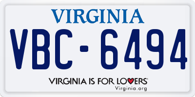 VA license plate VBC6494
