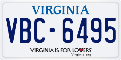 VA license plate VBC6495