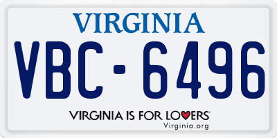 VA license plate VBC6496