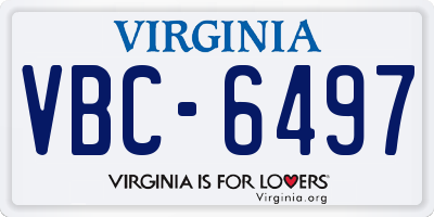 VA license plate VBC6497
