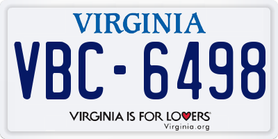 VA license plate VBC6498