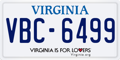 VA license plate VBC6499