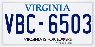 VA license plate VBC6503