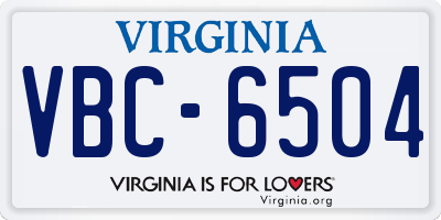 VA license plate VBC6504
