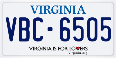 VA license plate VBC6505