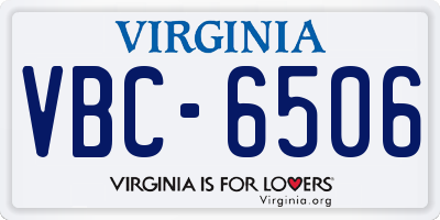 VA license plate VBC6506