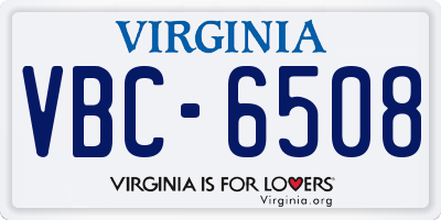 VA license plate VBC6508
