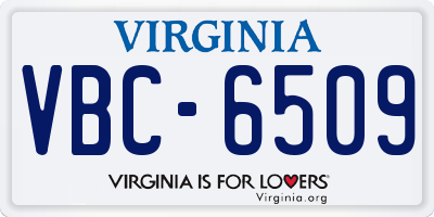 VA license plate VBC6509