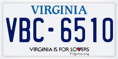VA license plate VBC6510