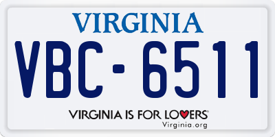 VA license plate VBC6511