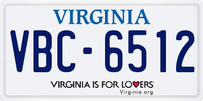 VA license plate VBC6512