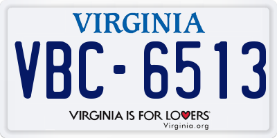VA license plate VBC6513