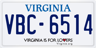 VA license plate VBC6514