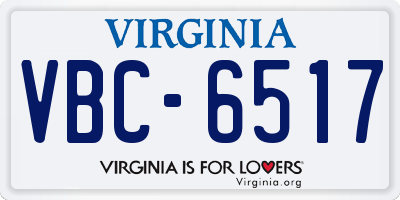 VA license plate VBC6517