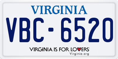 VA license plate VBC6520