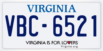 VA license plate VBC6521