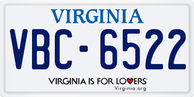 VA license plate VBC6522