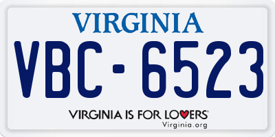 VA license plate VBC6523