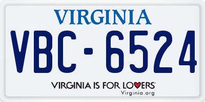 VA license plate VBC6524
