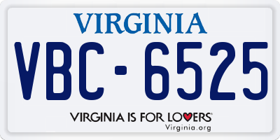 VA license plate VBC6525