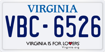 VA license plate VBC6526