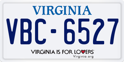 VA license plate VBC6527