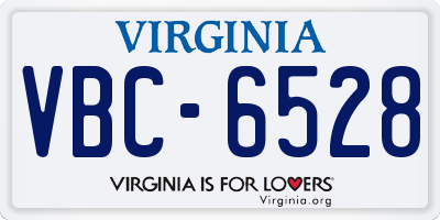 VA license plate VBC6528