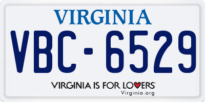VA license plate VBC6529
